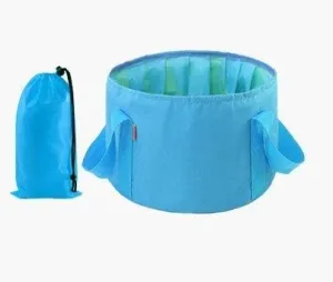 None-branded Premium Compact Collapsible Bucket Portable Folding Water Container Multifunction Bucket (Blue)