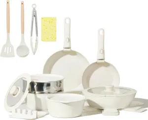 Nonstick Ceramic Cookware Set 21PCS with Detachable Handle, Pans and Pots Set, RV Kitchen Set Cookware Set, with Removable Handles, Oven Safe, Induction Ready, Stackable Non-stick Set