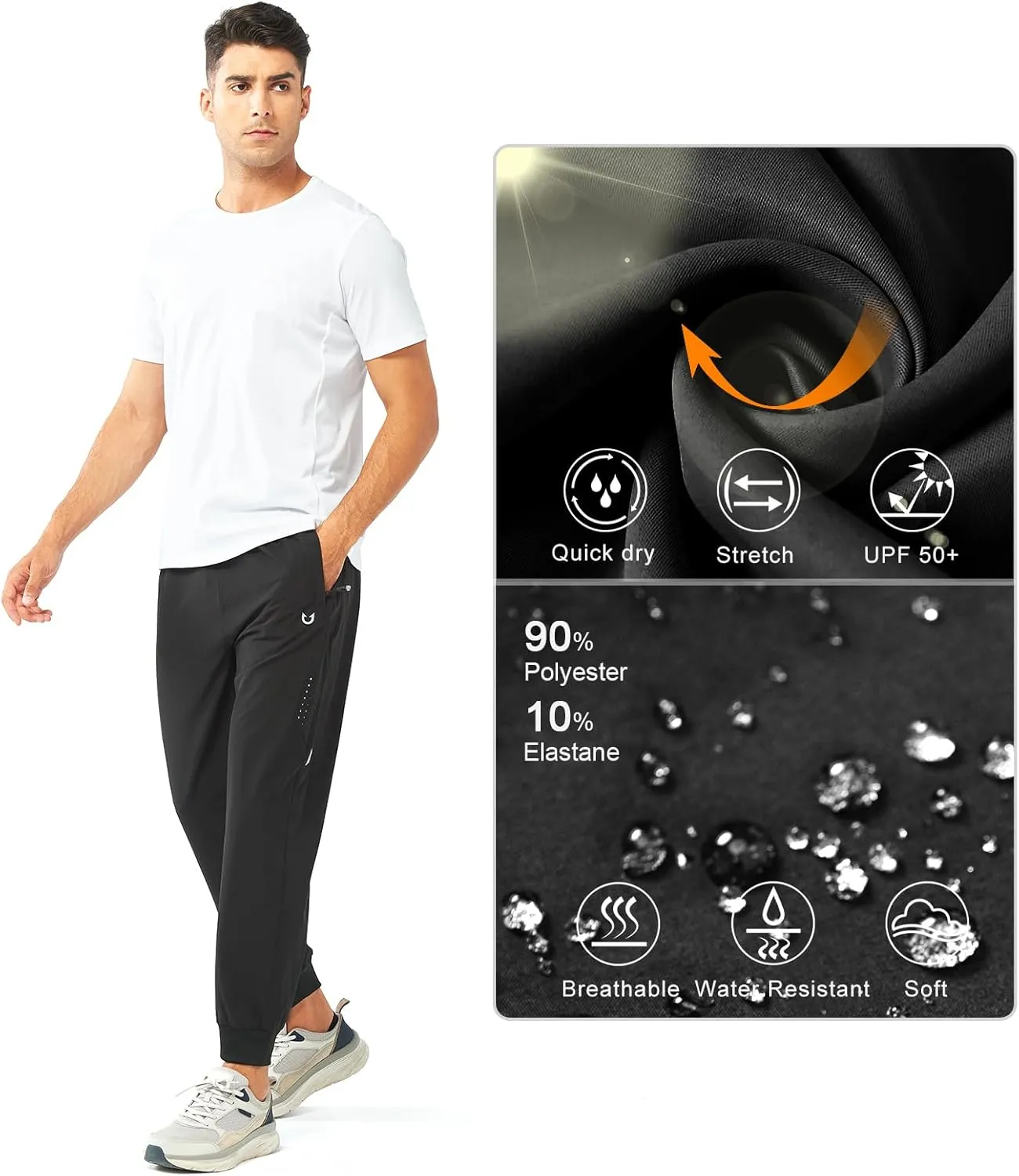 NORTHYARD Men's Athletic Running Pants Lightweight Workout Joggers Quick Dry Gym Sweatpants Active Sports Track Training