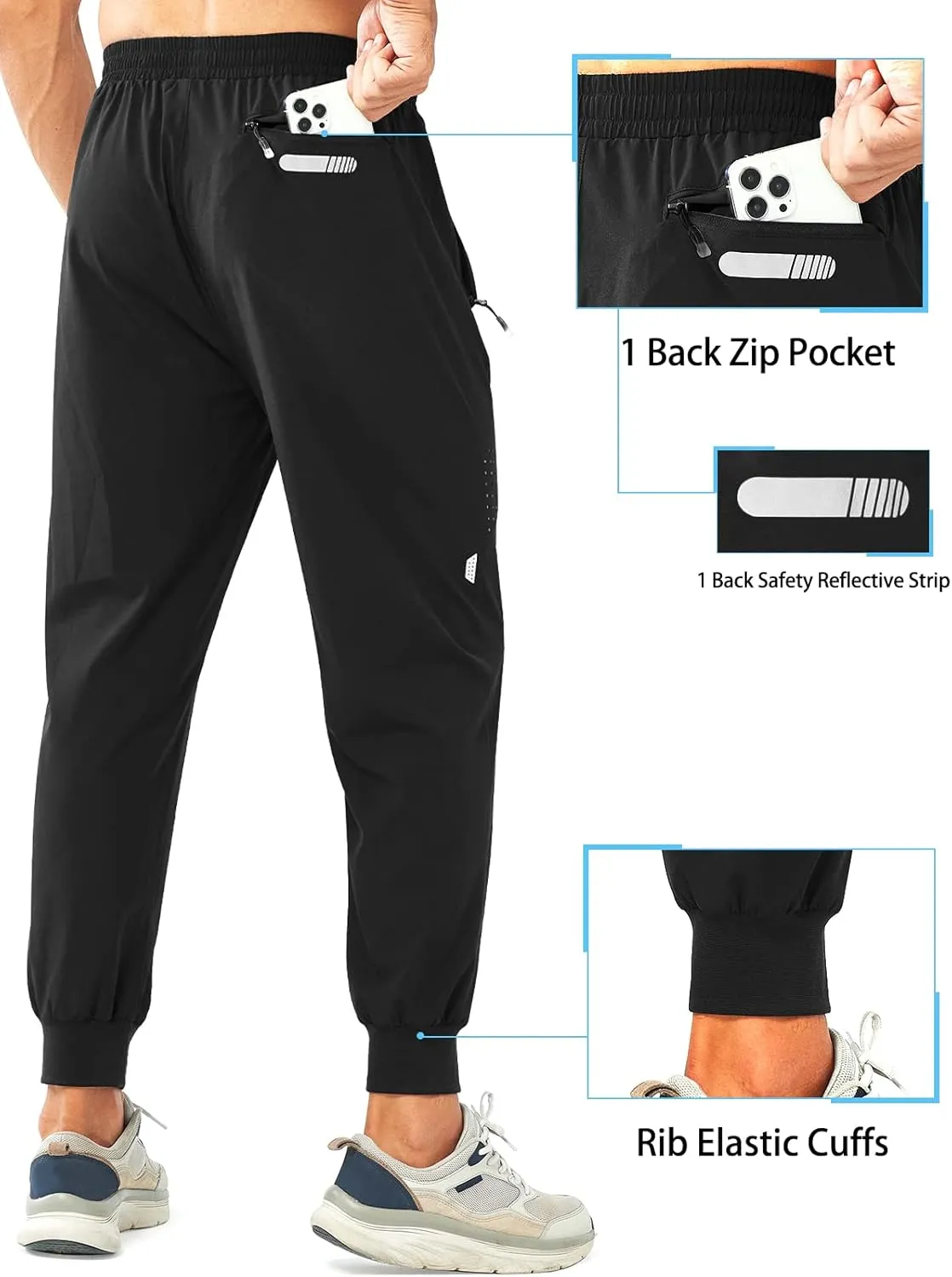 NORTHYARD Men's Athletic Running Pants Lightweight Workout Joggers Quick Dry Gym Sweatpants Active Sports Track Training