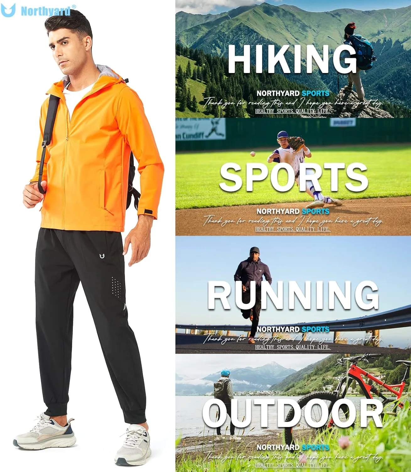 NORTHYARD Men's Athletic Running Pants Lightweight Workout Joggers Quick Dry Gym Sweatpants Active Sports Track Training