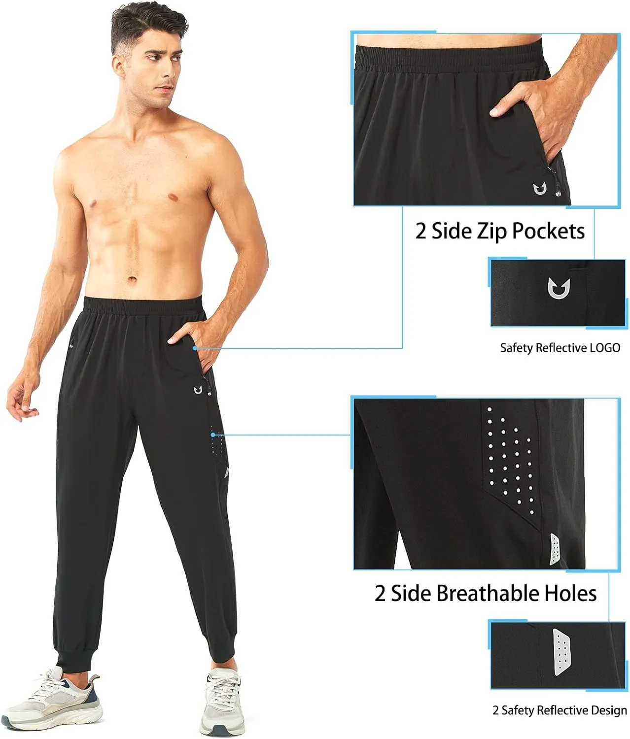 NORTHYARD Men's Athletic Running Pants Lightweight Workout Joggers Quick Dry Gym Sweatpants Active Sports Track Training