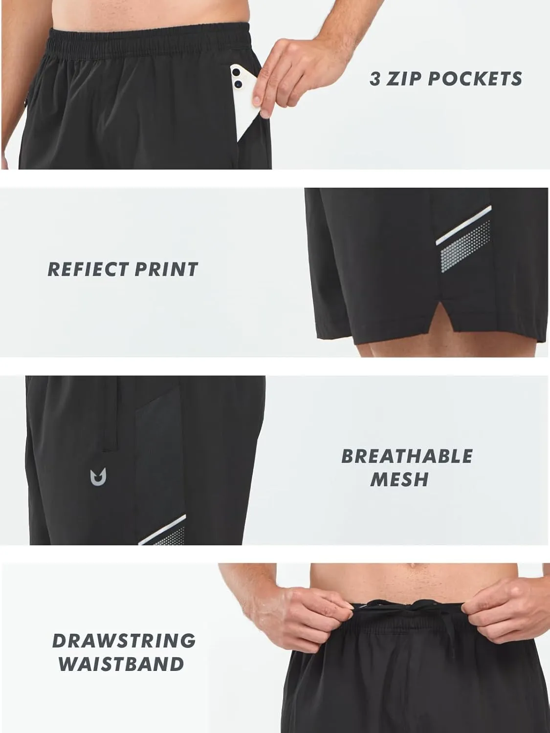 NORTHYARD Men's Athletic Running Shorts 5" Quick Dry Lightweight with Zip Pockets Gym Workout Active