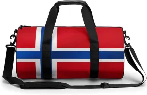 Norway Flag Sports Duffel Bag for Boys Girls with Dry Wet Separation Overnight Gym Bag
