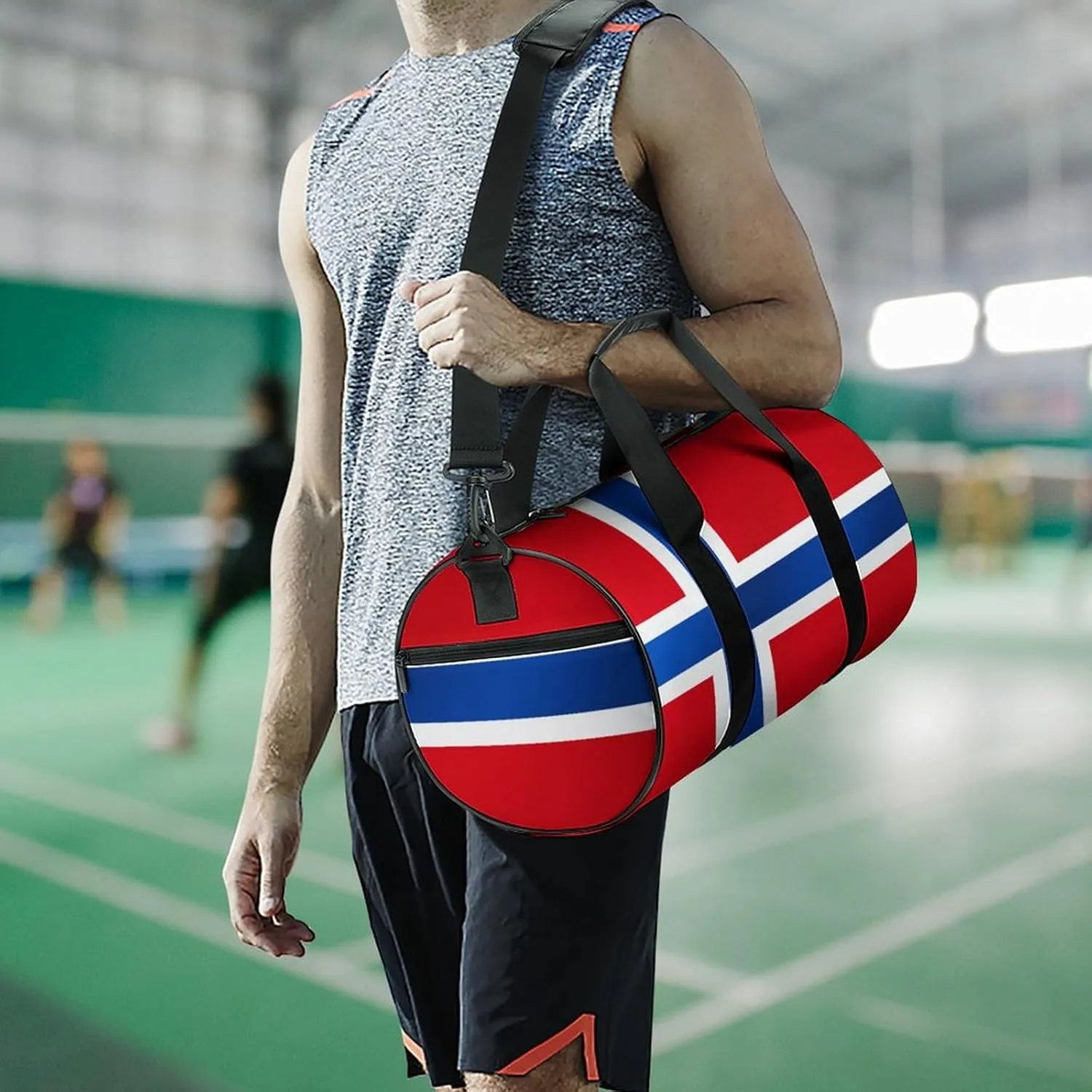 Norway Flag Sports Duffel Bag for Boys Girls with Dry Wet Separation Overnight Gym Bag