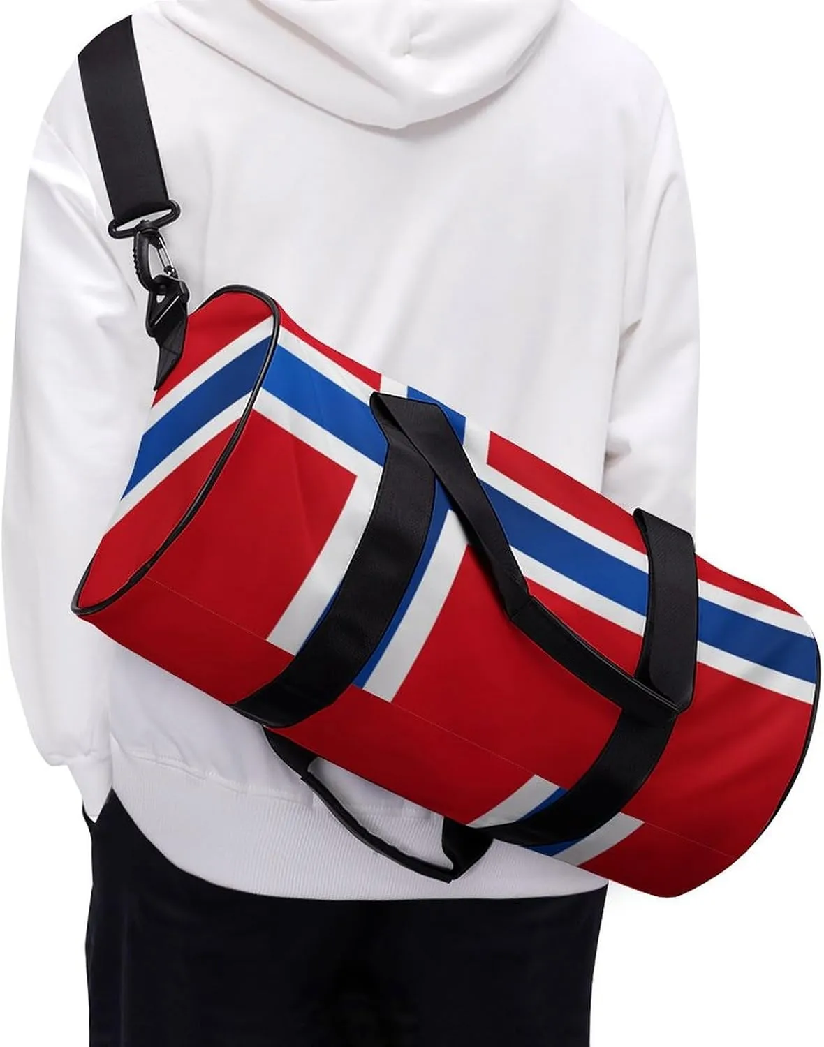 Norway Flag Sports Duffel Bag for Boys Girls with Dry Wet Separation Overnight Gym Bag