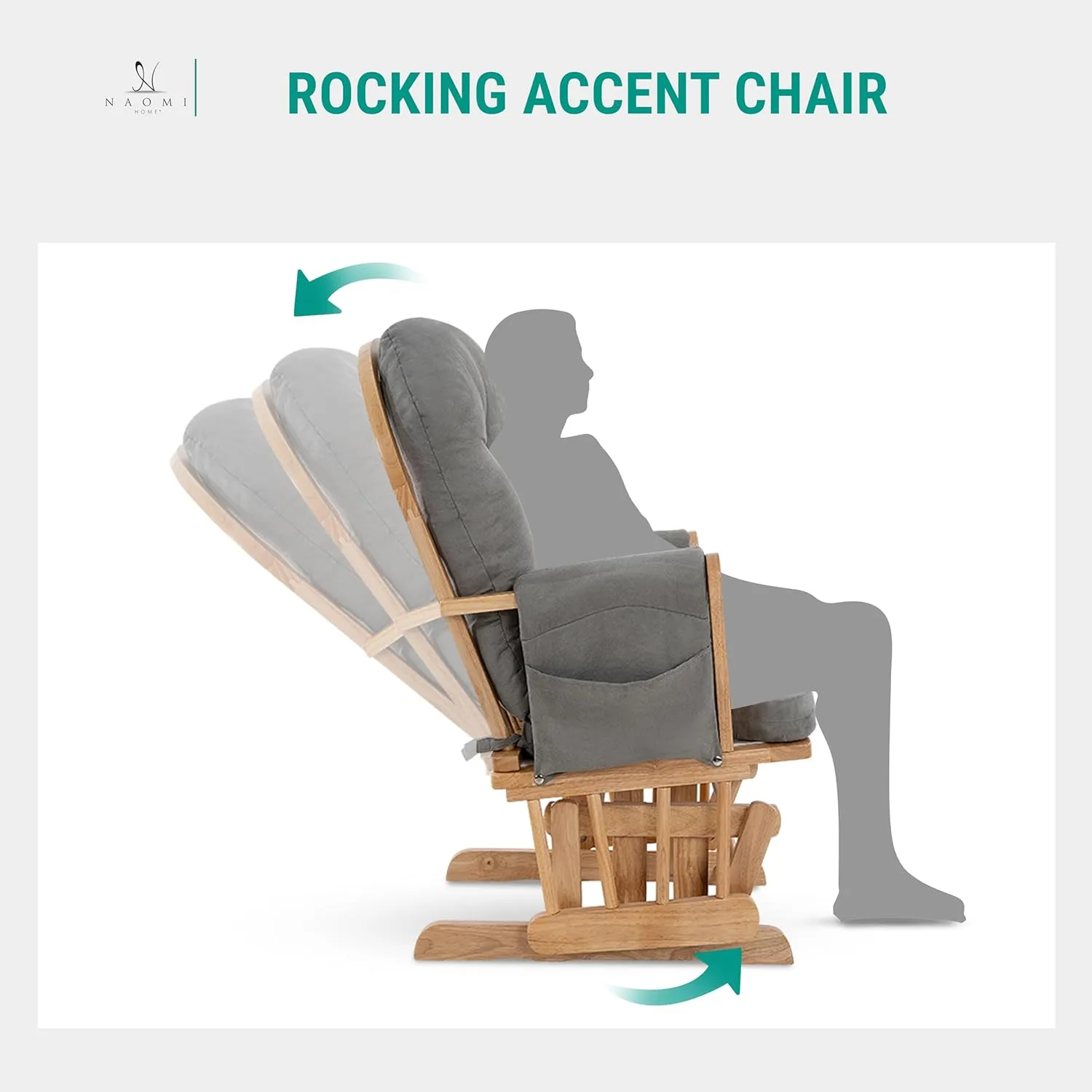 Nursery Glider & Ottoman Sets, Reclining Glider Rocker with Ottoman, Nursery Rocking Breastfeeding Maternity Chair for Baby Room, Recliner Glider with Ottoman, Padded Arms - Pecan, Dark Gray