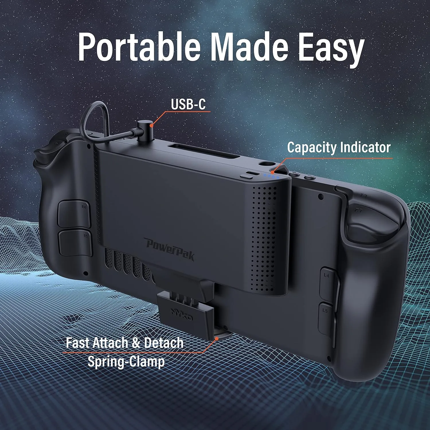 Nyko - Steam Deck Power Bank – 10000mAh Capacity Backup Battery Pack w/ 37w USB C Charger – PD 3.0 Fast Steam Deck Battery Bank – Play & Charge Portable High Capacity Power Bank for 1.25  Hours