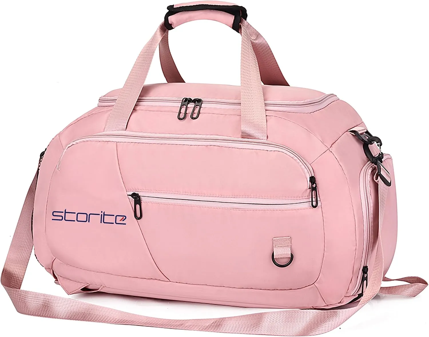 Nylon 46 Cm Imported Multi Purpose Travel Duffle Bag with Dry and Wet Separate Pocket, Lightweight Waterproof Backpack Carry Luggage Bag with Shoe Compartment (GreenPink, 46x23x25 cm), Pink,