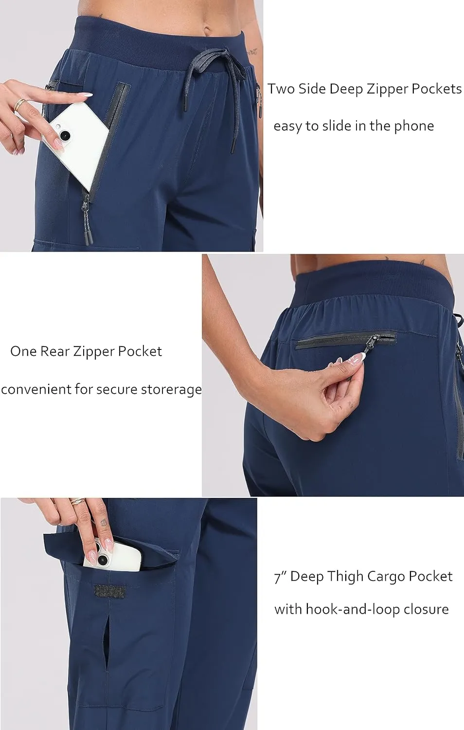 Oalka Women's Cargo Hiking Pants Lightweight Travel Pockets Joggers Quick Dry