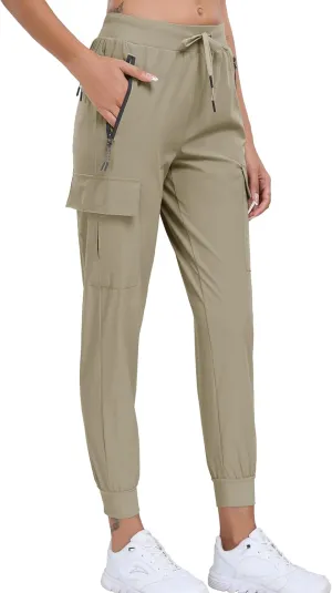 Oalka Women's Cargo Hiking Pants Lightweight Travel Pockets Joggers Quick Dry