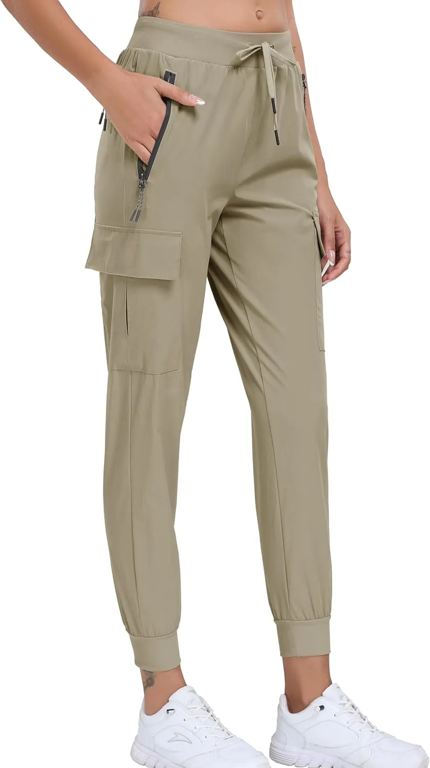 Oalka Women's Cargo Hiking Pants Lightweight Travel Pockets Joggers Quick Dry