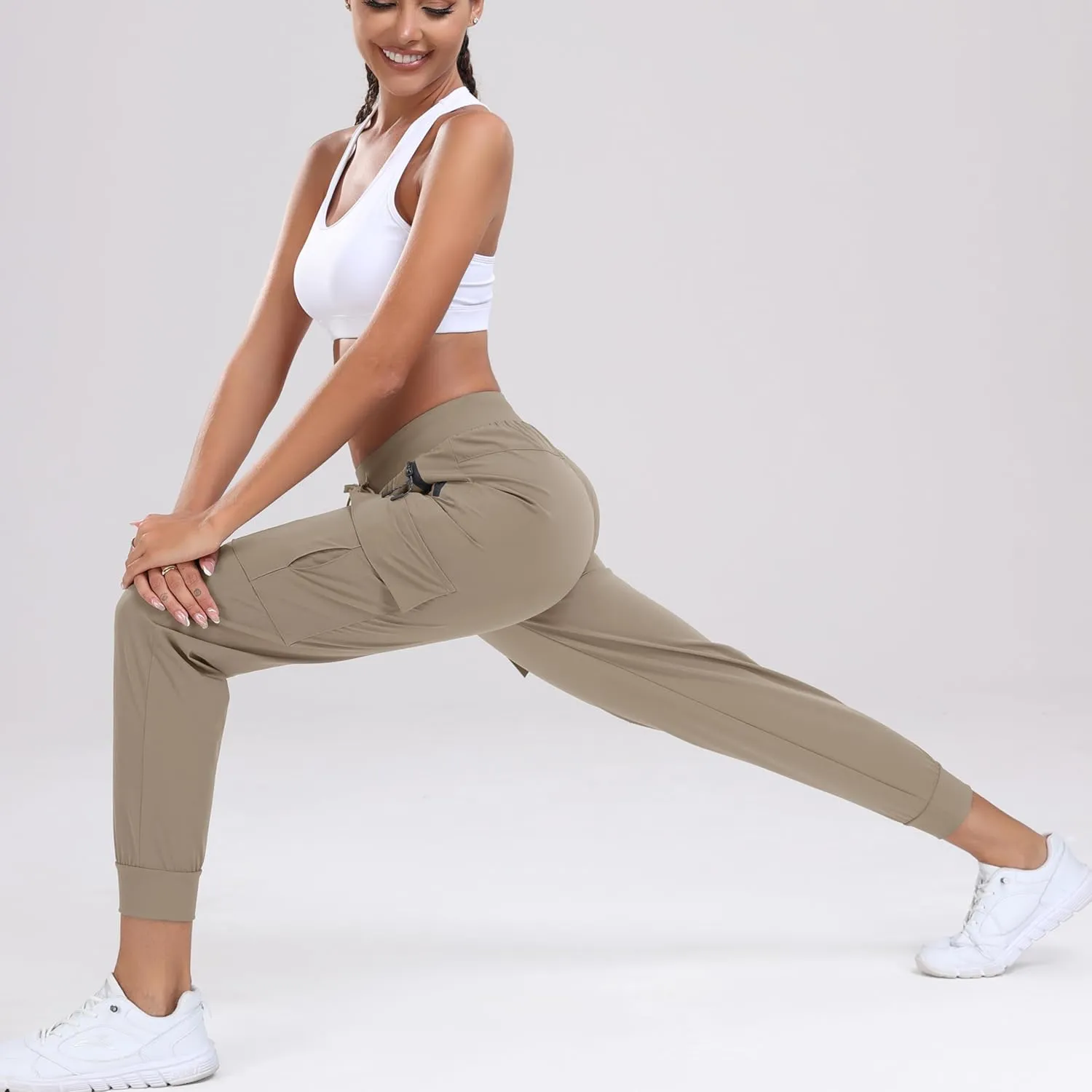 Oalka Women's Cargo Hiking Pants Lightweight Travel Pockets Joggers Quick Dry