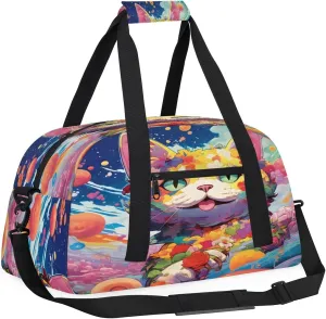 Ocean Cat Kids Overnighter Duffel Bags for Boys, Carry-On Size Sports Gym Bag with Front Zipper Pocket for School Practice or Overnight Travel Weekender Sleepover Tote Bag