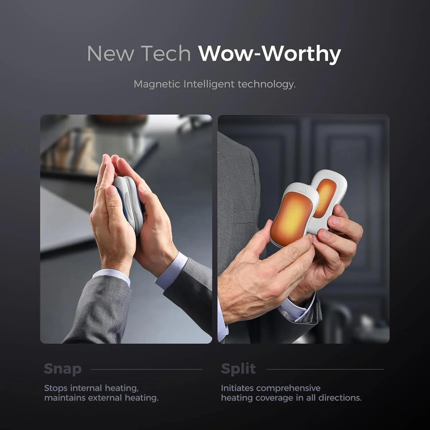 OCOOPA Magnetic Rechargeable Hand Warmers, True Double Warmth Handwarmers 10000mAh, Up to 15 Hours, Max 136℉, Electric Heater, for Men, Women, Golf/Hunting/Camping/Cold Weather, UT3 PRO
