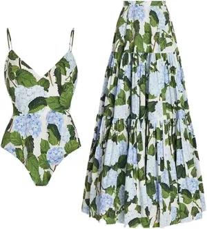 ODASDO Women's Two Piece Swimsuit with Cover Ups Wrap Skirt Beach Sarong Retro Bathing Suit Tummy Control Swimwear S-L