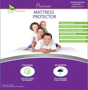 Olympic Queen (66"x80") Waterproof Mattress Protector - Super Queen Size Fitted Sheet Style - Hypoallergenic Premium Quality Cover Protects Against Dust