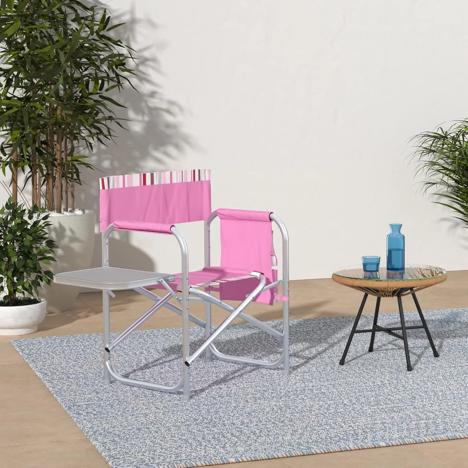 ONIVA - a Picnic Time brand - Sports Chair with Side Table, Beach Chair, Camp Chair for Adults, (Pink)