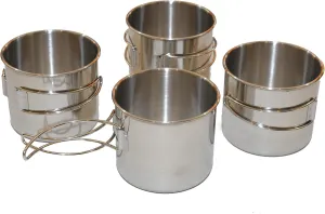 Oregon Trail - 18oz Stainless Steel Folding Handle Cup - for Camping (Set of 4pcs)