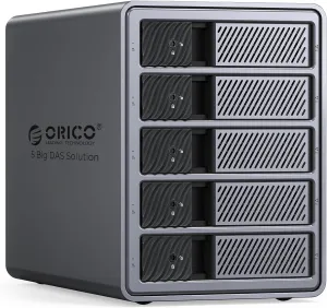 ORICO 5 Bay DAS Hard Drive Enclosure USB 3.0 for SATA 3.5 inch SSDs HDDs Bracket-Free External Hard Drive Bay Max up to 110TB ( Alluminum Alloy) -9858U3