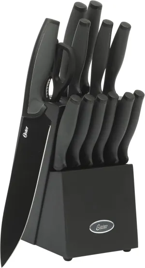 Oster Slicecraft 14 Piece High Carbon Stainless Steel Knife Block Cutlery Set - Black- Cuchillos Para Cocina