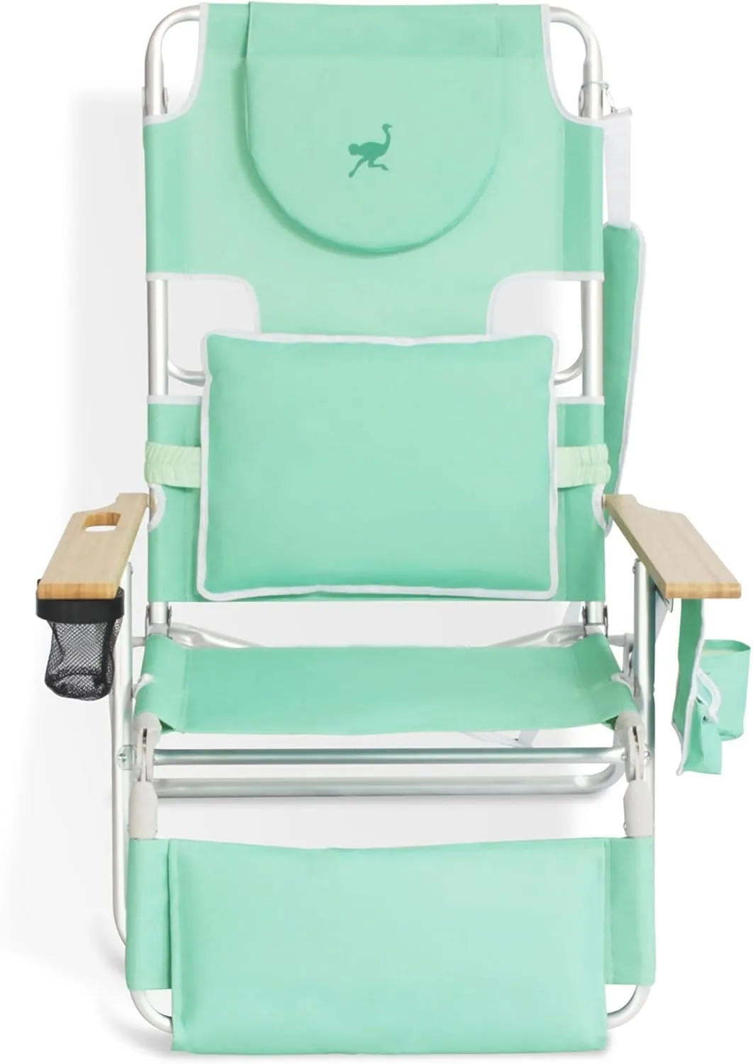 Ostrich Deluxe Padded 3-N-1 Lightweight Portable Adjustable Outdoor Folding Chair for Lawn Beach Lake Camping Lounge with Footrest, Teal (2 Pack)