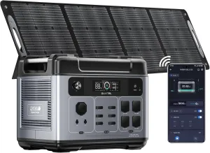 OUKITEL P2001 PLUS 2400W Power Station with 400W Solar Panel, 2048Wh Solar Generator(Peak 5000W) 1.5Hrs Fast Charging APP Control Emergency LiFePO4 Battery for Home Backup Camping RVs