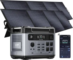 OUKITEL P2001 Plus 2400W Solar Generator with 2x200W Solar Panels, 2048Wh Solar power station with 4 AC Outlets (5000W Peak), 1.5H Full Charging, APP Control Battery Backup for Home, Camping & RVs