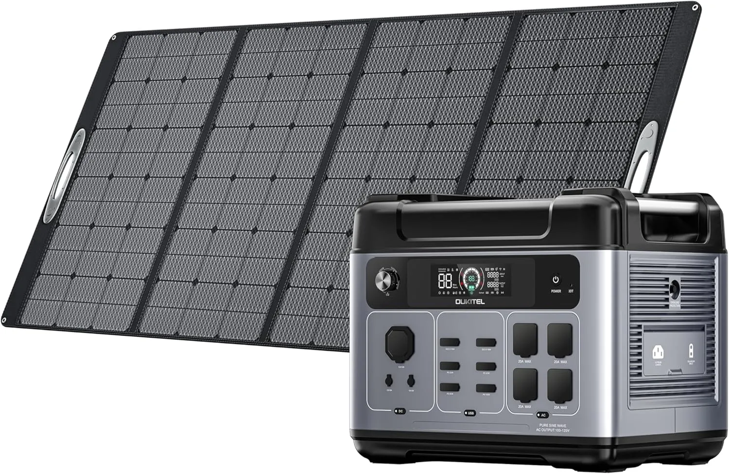 OUKITEL Solar Generator P2001 Plus 2048Wh with 430W Solar Panel, 2400W Portable Power Station, LiFePO4 Battery Solar Powered Generator for Camping, Home, RV, Emergency