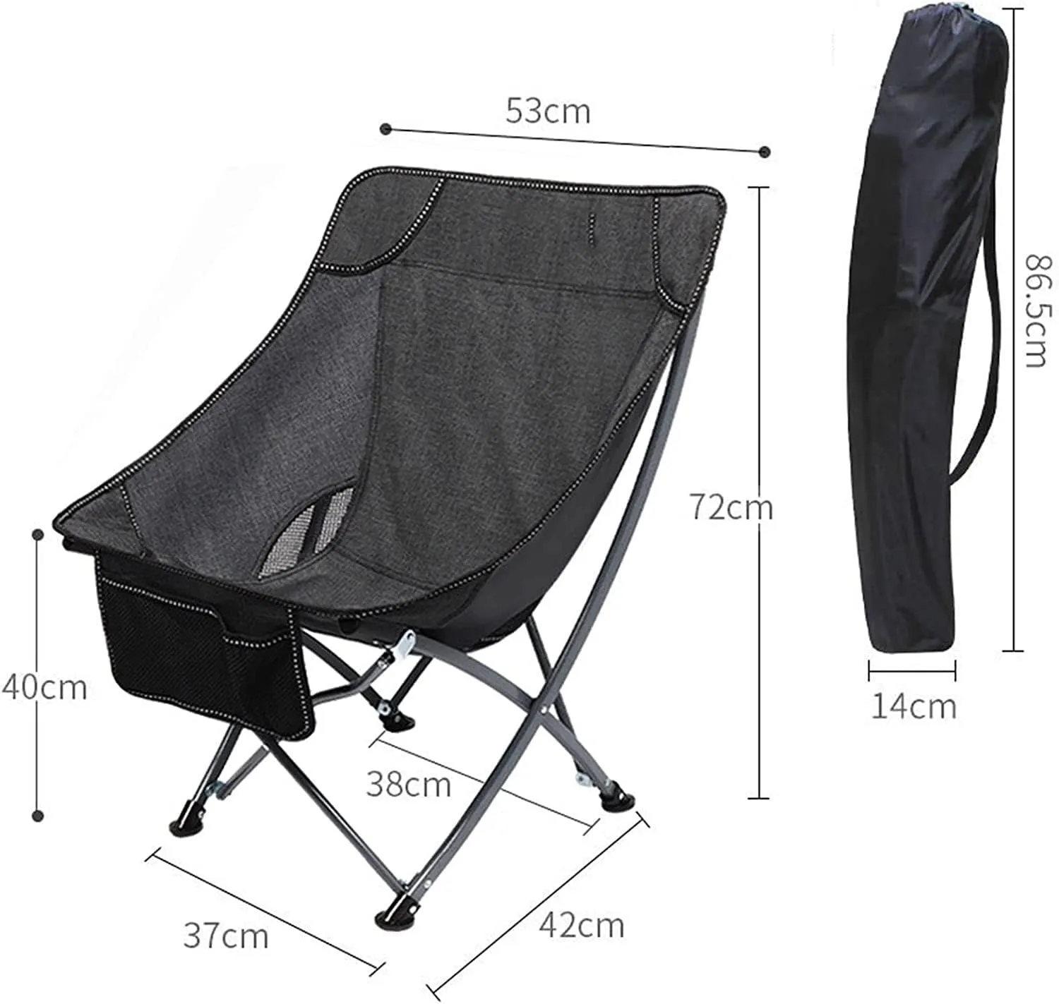 Outdoor Camp Chairs, Portable Folding Chair with Mesh Side Pocket Backrest Stool Camping Backpacking Chair for Fishing Beach Travel Picnic Lawn Chairs Adults(G)