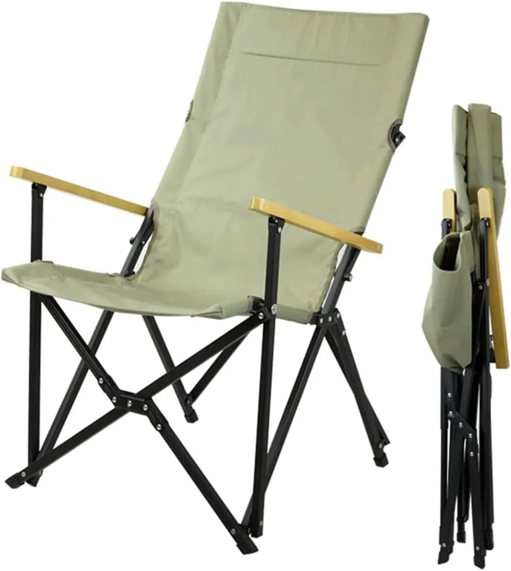 Outdoor Chair Folding Camping Chair Beach Chair Whit Wooden Armrest Outdoor Camping Leisure Seat Folding Aluminum Folding Recliner for Hiking Fishing Camping Chair Foldable Chair