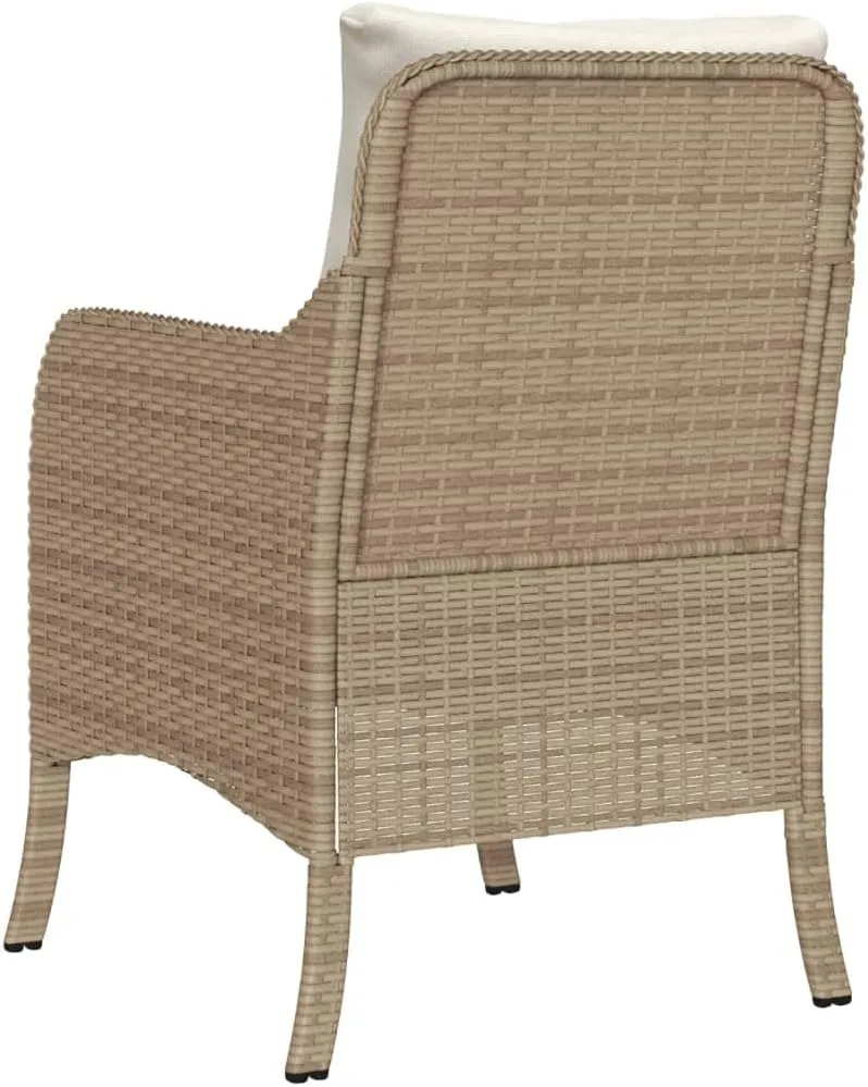 Outdoor Dining Chairs Dining Chairs Camping Chairs Lawn Chairs - Patio Chairs with Cushions 2 pcs Beige Poly Rattan for Park Garden Campsites Beaches