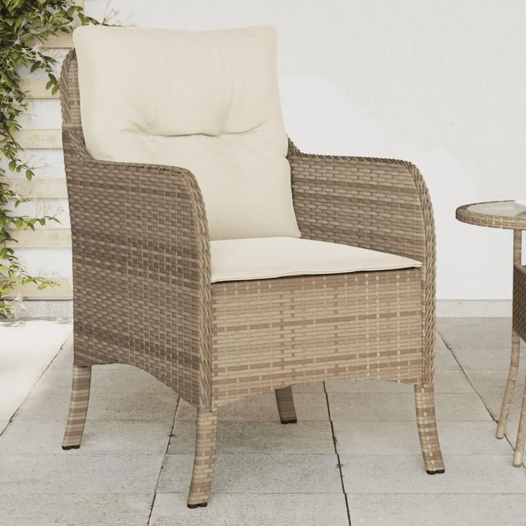 Outdoor Dining Chairs Dining Chairs Camping Chairs Lawn Chairs - Patio Chairs with Cushions 2 pcs Beige Poly Rattan for Park Garden Campsites Beaches