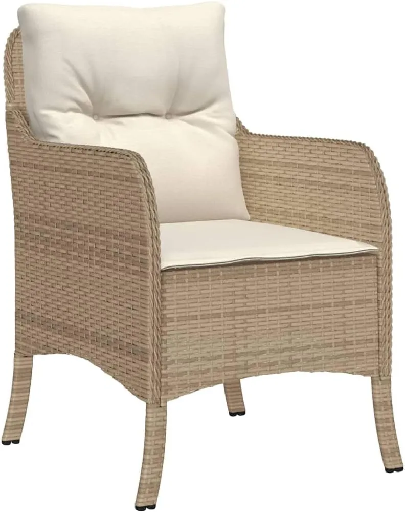 Outdoor Dining Chairs Dining Chairs Camping Chairs Lawn Chairs - Patio Chairs with Cushions 2 pcs Beige Poly Rattan for Park Garden Campsites Beaches