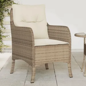 Outdoor Dining Chairs Dining Chairs Camping Chairs Lawn Chairs - Patio Chairs with Cushions 2 pcs Beige Poly Rattan for Park Garden Campsites Beaches