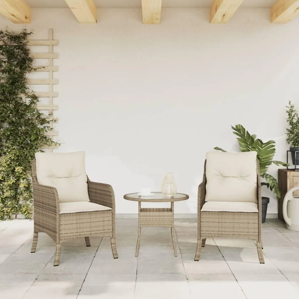 Outdoor Dining Chairs Dining Chairs Camping Chairs Lawn Chairs - Patio Chairs with Cushions 2 pcs Beige Poly Rattan for Park Garden Campsites Beaches