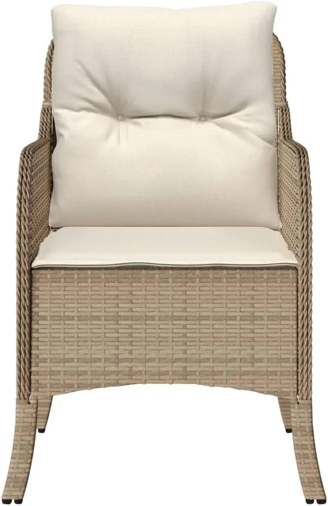 Outdoor Dining Chairs Dining Chairs Camping Chairs Lawn Chairs - Patio Chairs with Cushions 2 pcs Beige Poly Rattan for Park Garden Campsites Beaches