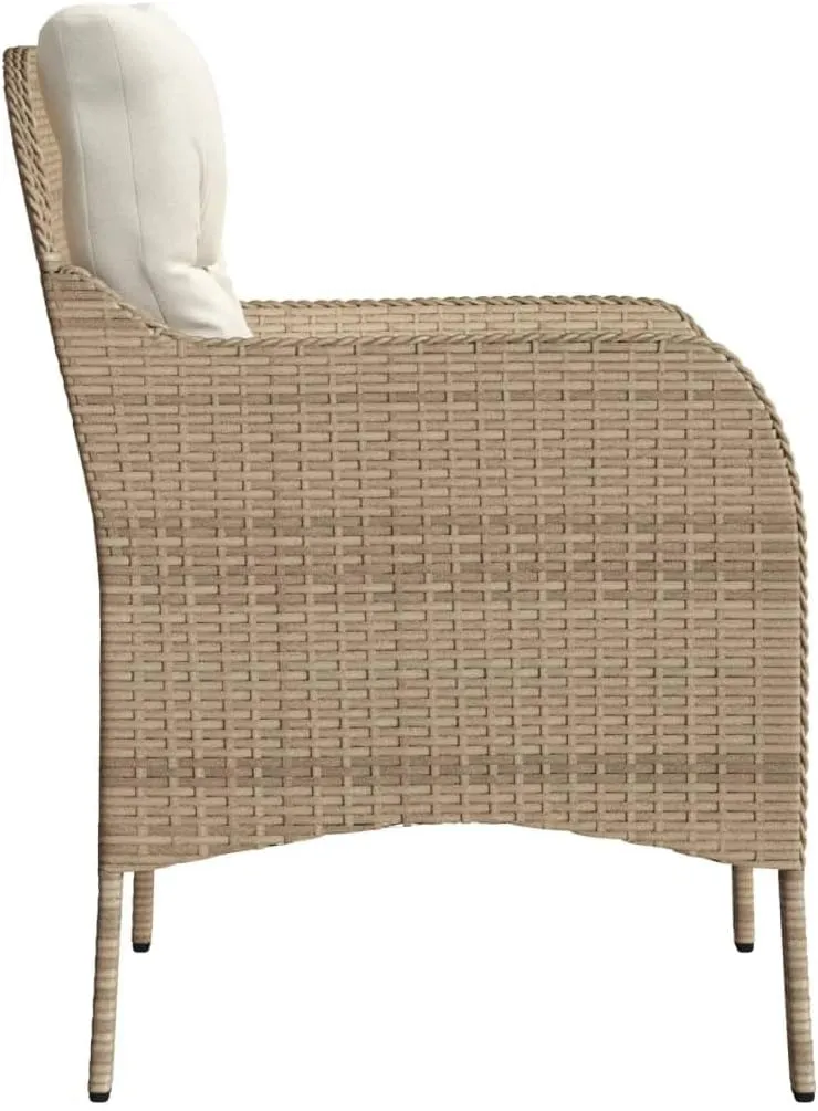 Outdoor Dining Chairs Dining Chairs Camping Chairs Lawn Chairs - Patio Chairs with Cushions 2 pcs Beige Poly Rattan for Park Garden Campsites Beaches