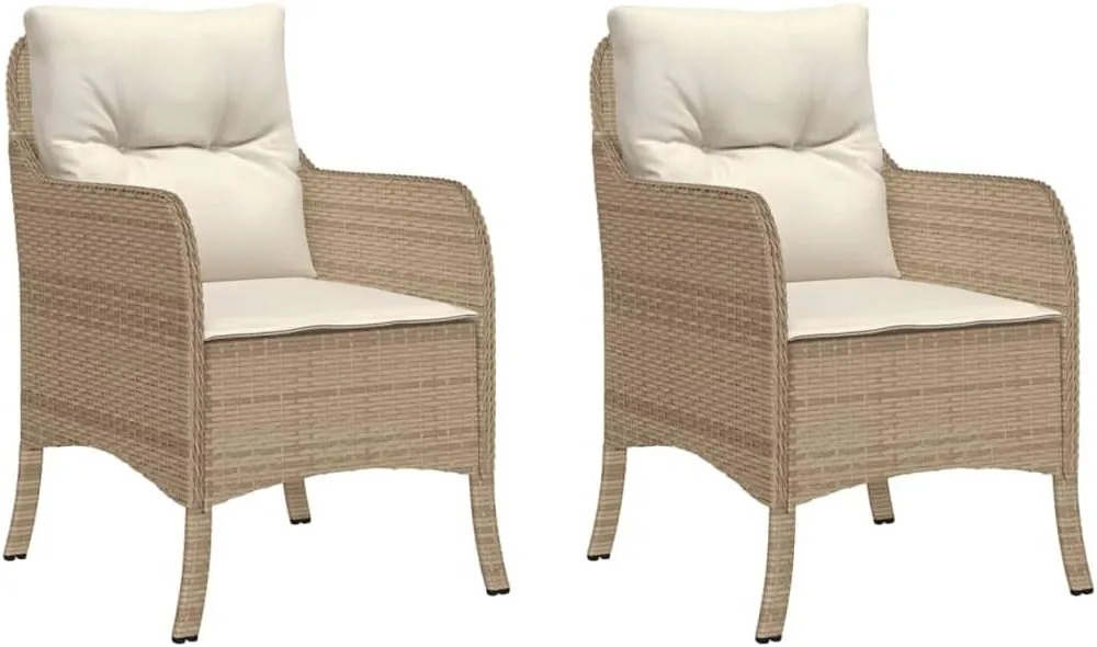 Outdoor Dining Chairs Dining Chairs Camping Chairs Lawn Chairs - Patio Chairs with Cushions 2 pcs Beige Poly Rattan for Park Garden Campsites Beaches