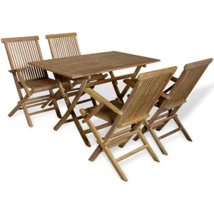 Outdoor Dining Set 5 Pieces Teak