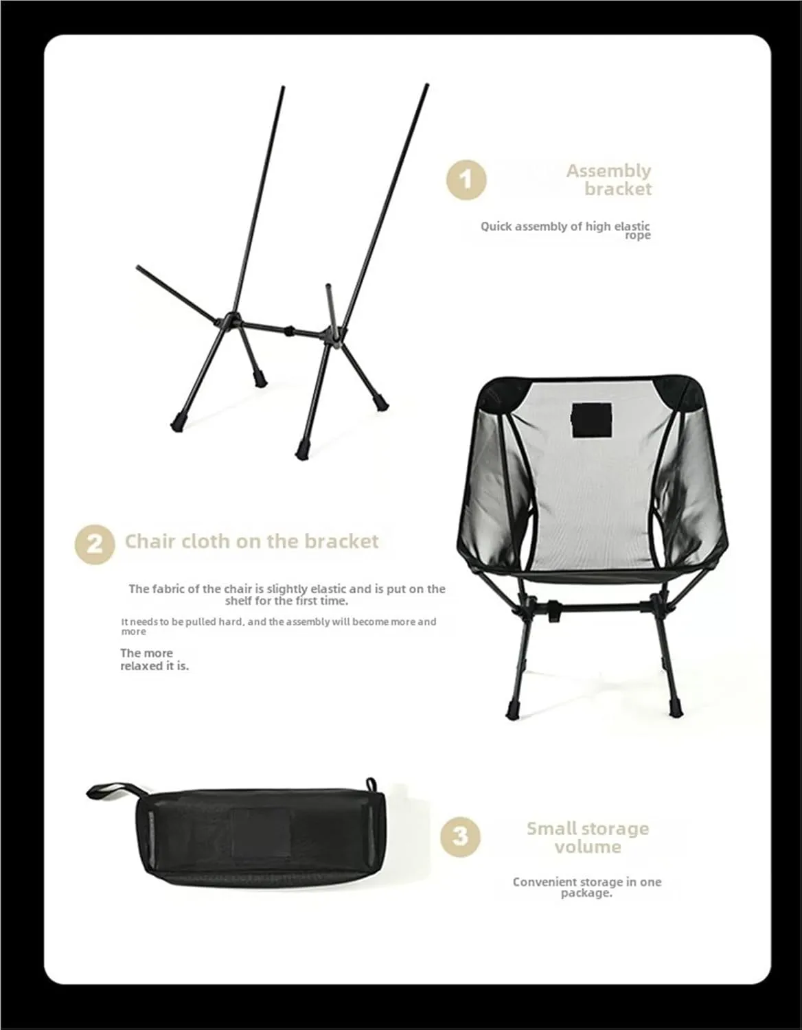 Outdoor Folding Chair Portable Camping Fishing Chair White Mesh Breathable Chair Surface
