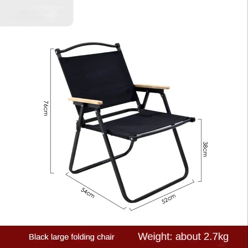 Outdoor Folding Wood Grain Portable Car Folding Chair Camping Picnic Chair