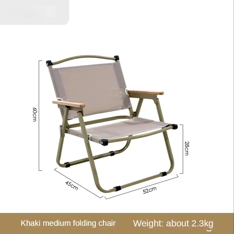 Outdoor Folding Wood Grain Portable Car Folding Chair Camping Picnic Chair