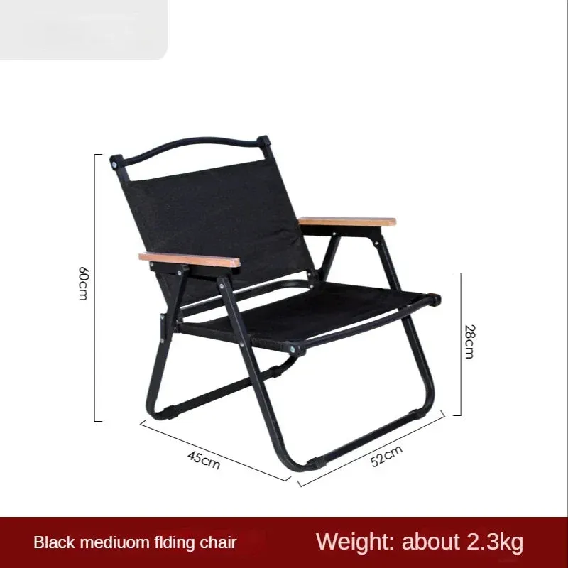 Outdoor Folding Wood Grain Portable Car Folding Chair Camping Picnic Chair