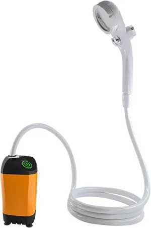 Outdoor Portable Shower Head | Electric Handheld Shower Combo with Digital Display, USB Charging, 78 Inch Hose | Adjustable Spray Modes for Camping and Travel(Orange)