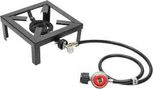 Outdoor Propane Gas Burner, Portable Gas Camping Stove with 1.2m Propane Regulator Hose Single Cooker Camp Cooking Home Outdoor Camping, Hiking and Picnic