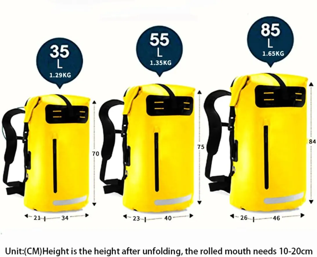 Outdoor PVC Waterproof Dry Backpack Water Floating Bag Roll Top Sack, Dry Backpack Waterproof Surfing Swimming Kayaking (Grey,55L)