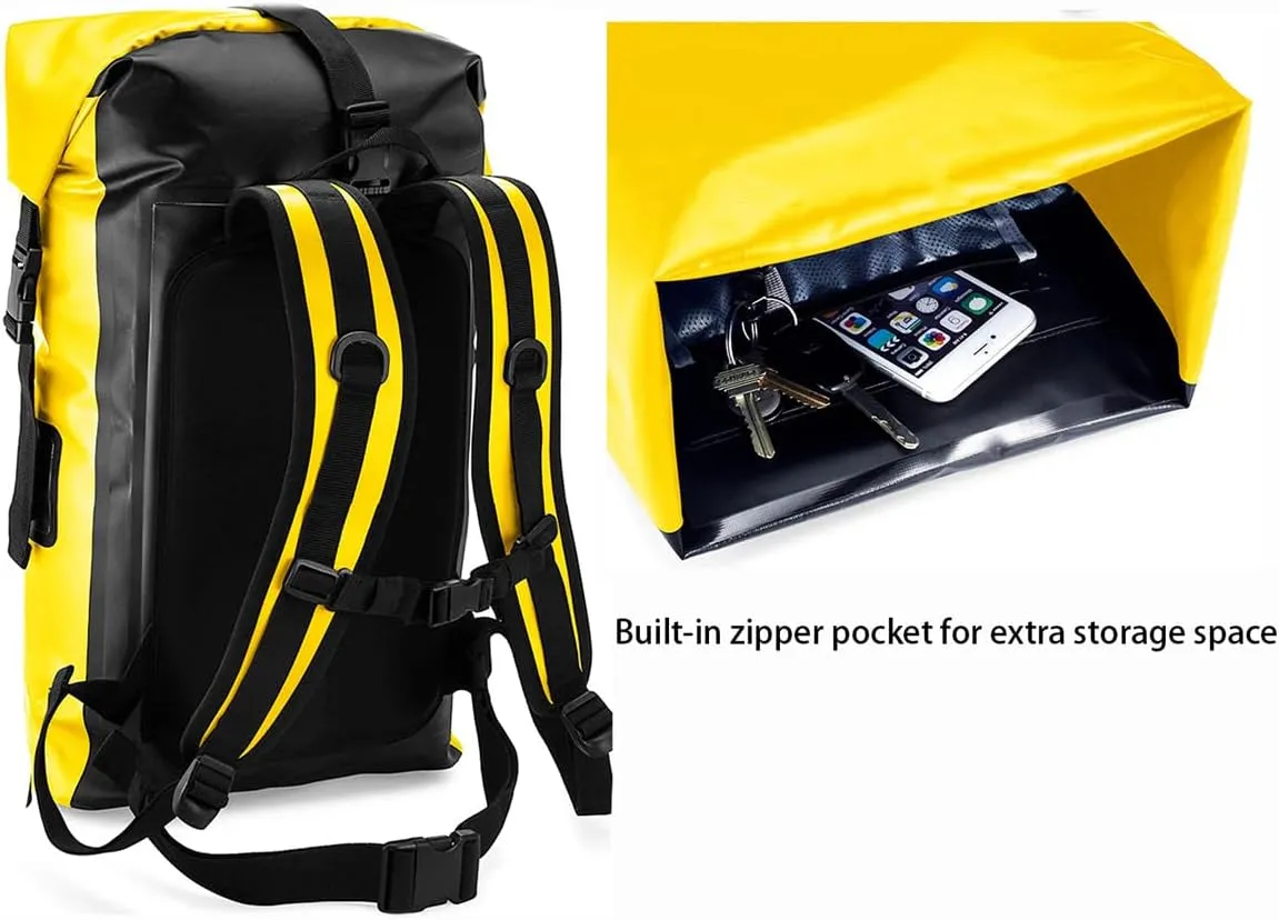 Outdoor PVC Waterproof Dry Backpack Water Floating Bag Roll Top Sack, Dry Backpack Waterproof Surfing Swimming Kayaking (Grey,55L)