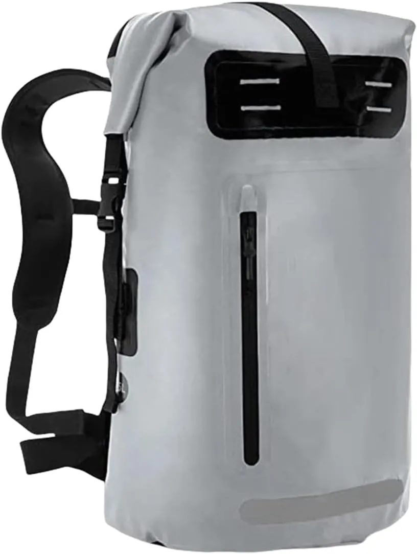 Outdoor PVC Waterproof Dry Backpack Water Floating Bag Roll Top Sack, Dry Backpack Waterproof Surfing Swimming Kayaking (Grey,55L)