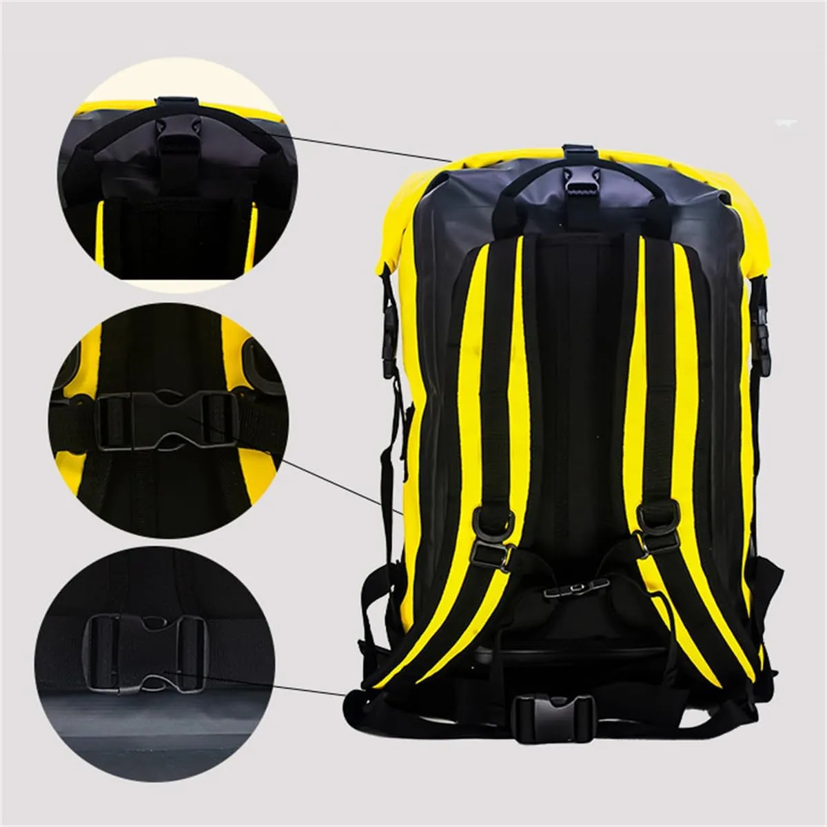 Outdoor PVC Waterproof Dry Backpack Water Floating Bag Roll Top Sack, Dry Backpack Waterproof Surfing Swimming Kayaking (Grey,55L)